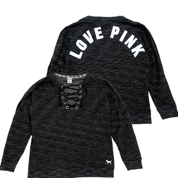 PINK Victoria's Secret Sweaters - Victoria’s Secret lace up crew sweatshirt